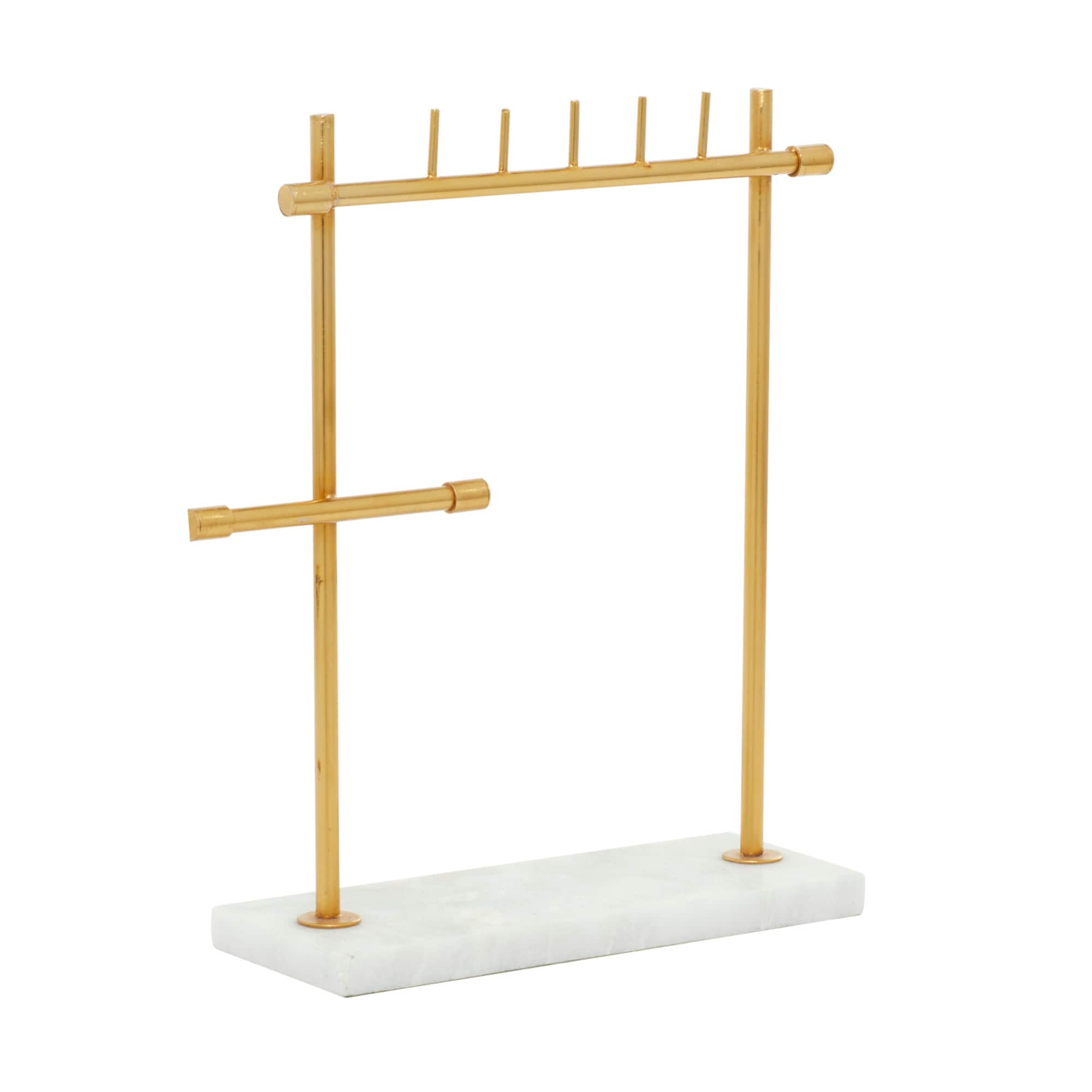 Gold Marble Modern Jewelry Stand, 13" x 12" x 4"